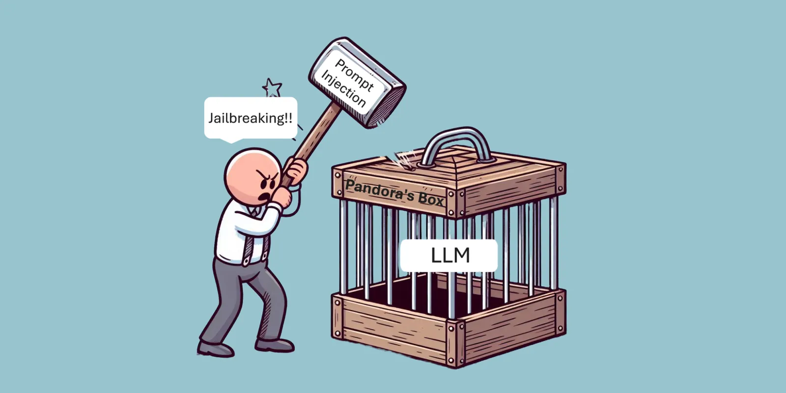Cartoon illustraing the difference between attacker goal and attack vector.